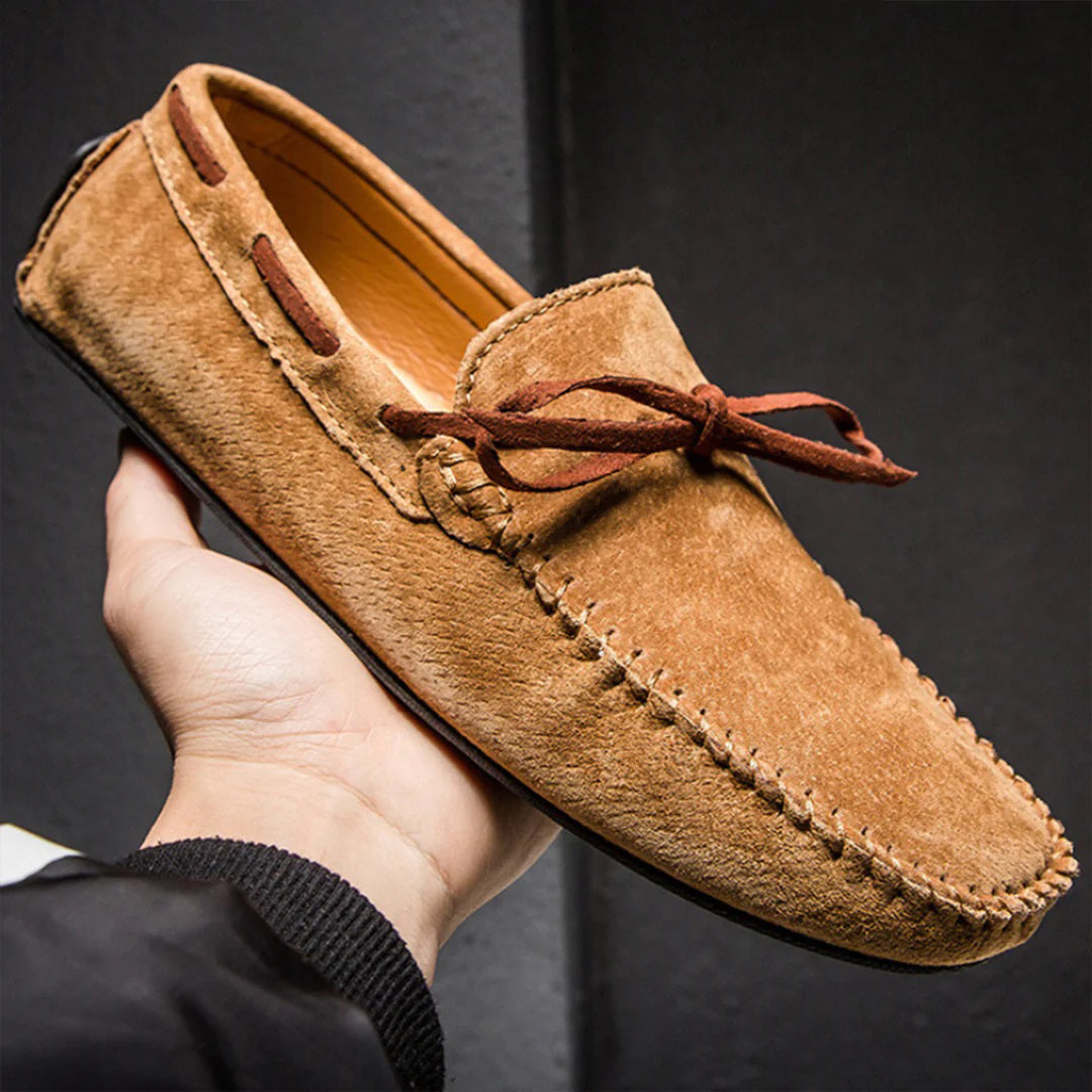 Mocassins En Daim Élégants Pour Hommes Avec Lacet En Cuir