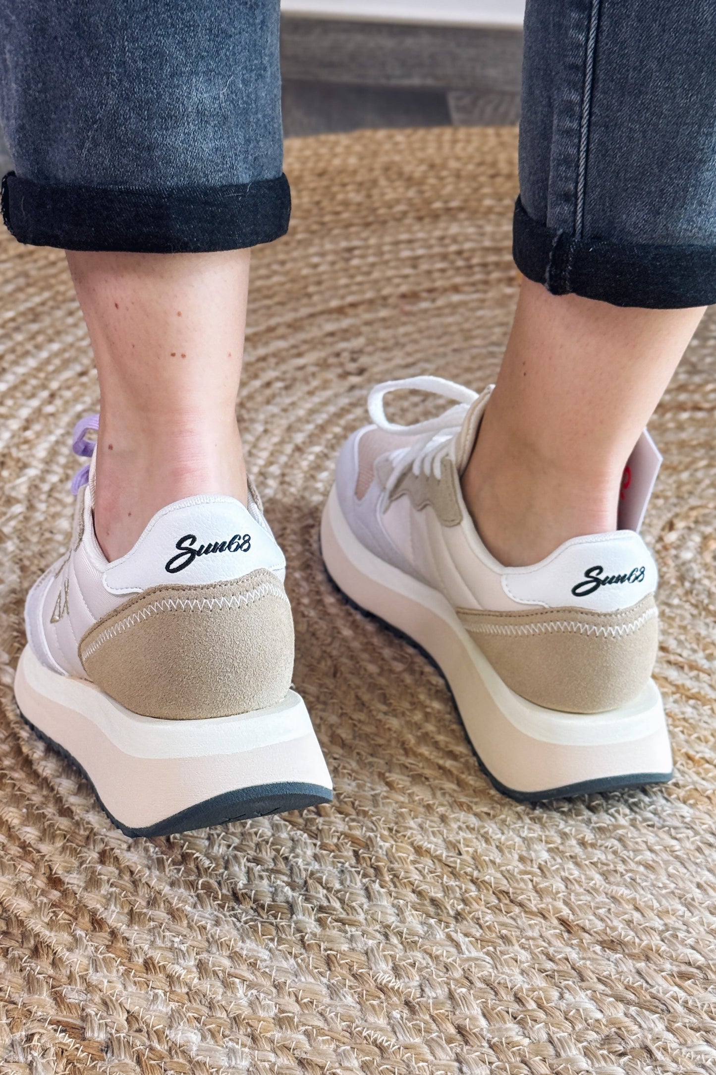 Baskets Compensée Sun68 Blanc / Beige