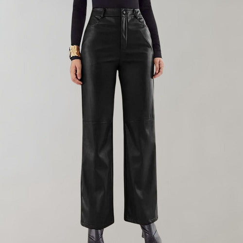 pantalon en cuir à coupe droite