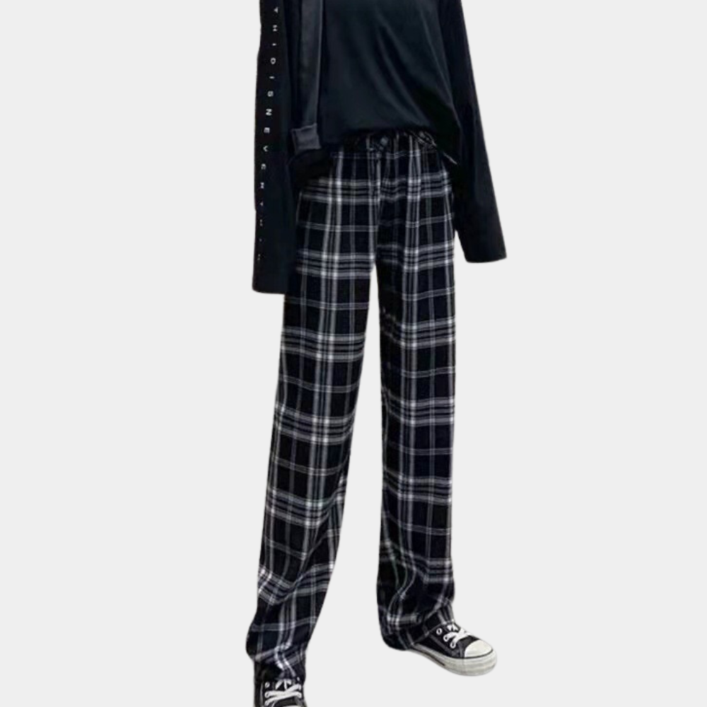 Pantalon moderne à carreaux pour dames