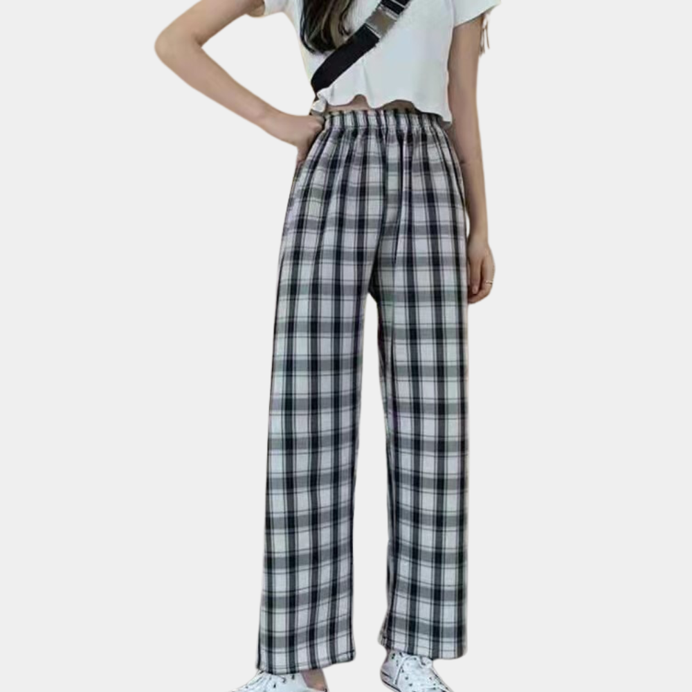 Pantalon moderne à carreaux pour dames