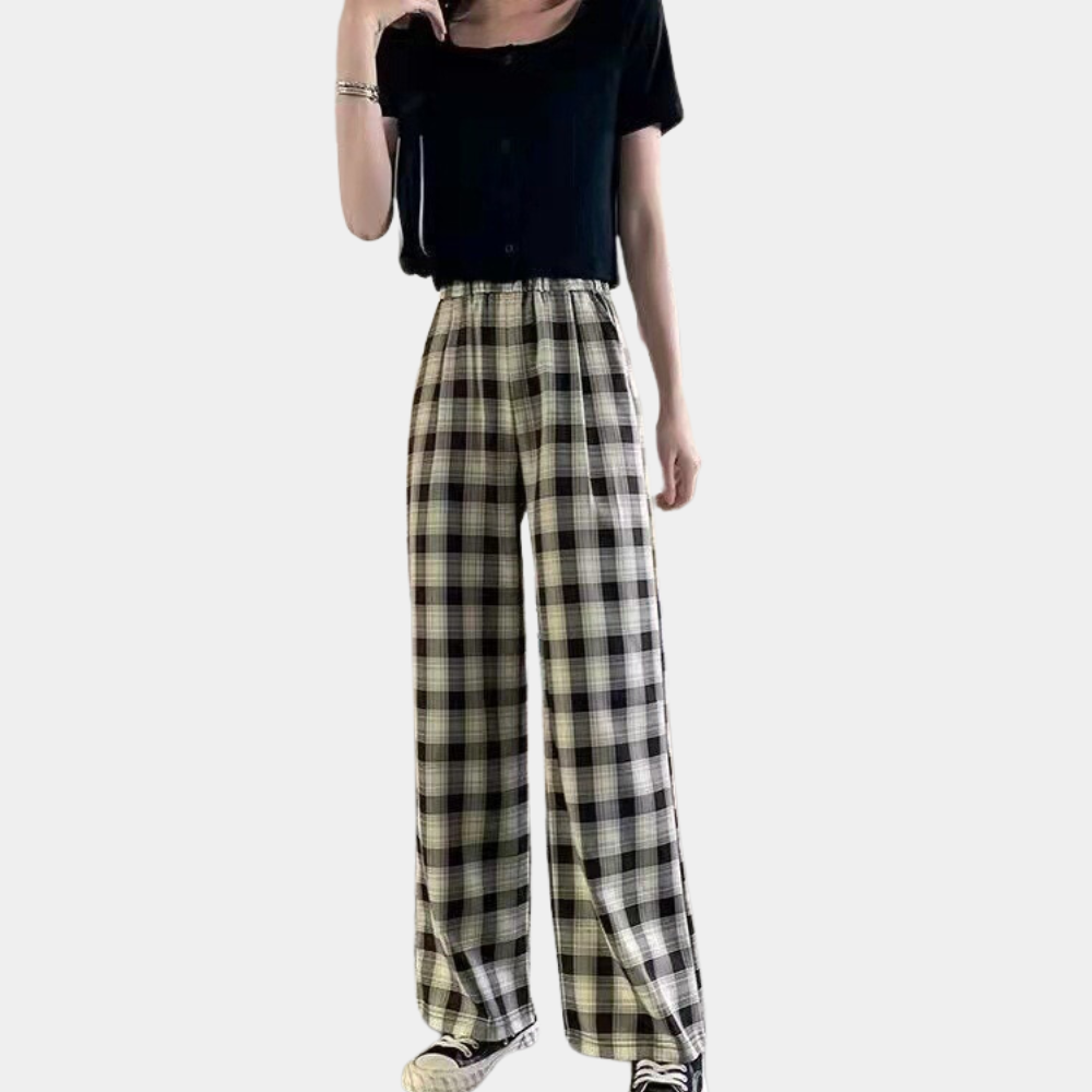 Pantalon moderne à carreaux pour dames