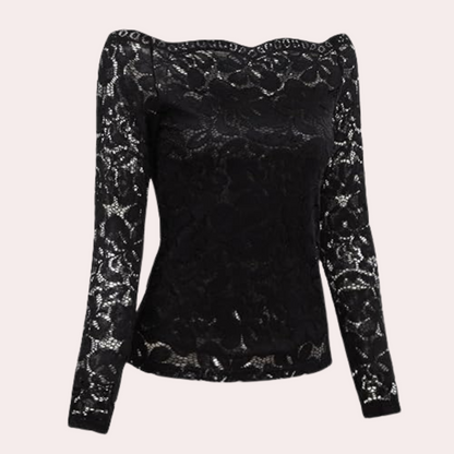 Blouse Off-Shoulder Bodycon en Dentelle Élégante pour Femme