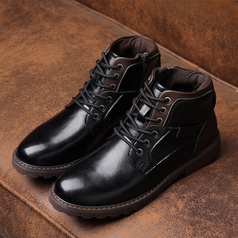 Bottes En Cuir Antidérapantes À Lacets Pour Homme