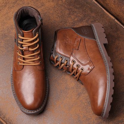 Bottes En Cuir Antidérapantes À Lacets Pour Homme