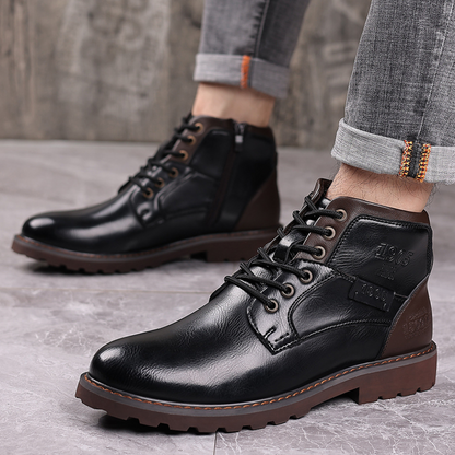 Bottes En Cuir Antidérapantes À Lacets Pour Homme