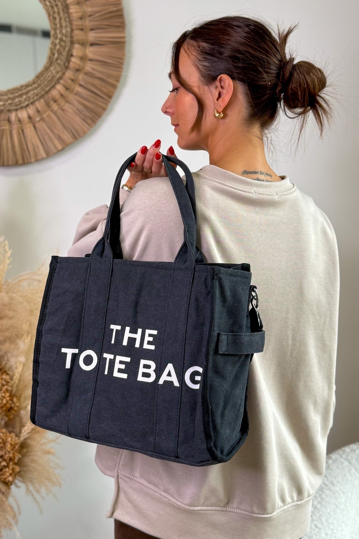 Sac Tote Bag Jeans Noir Modèle Moyen