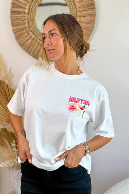 T-Shirt " Martini" Blanc