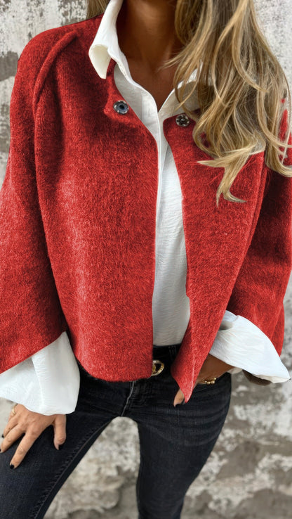 SYLVIA™ | Manteau de laine à col rond et manches longues