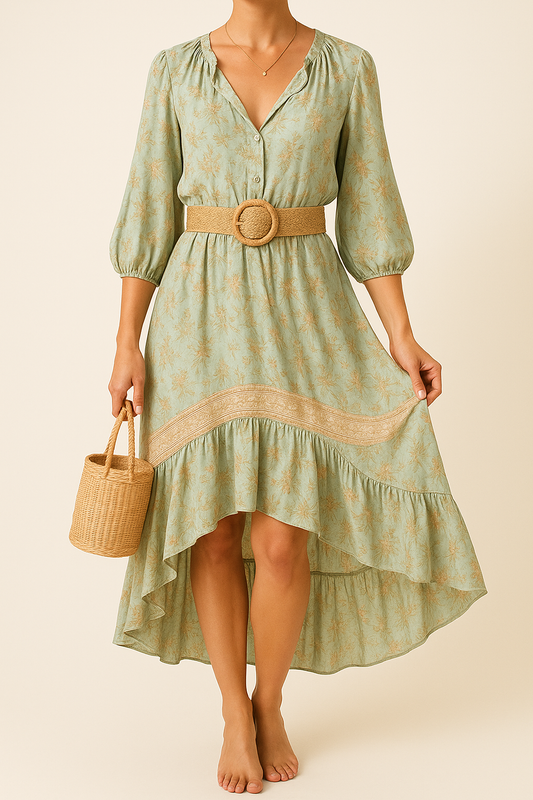 Asine™ | Robe Florale Élégante En Lin