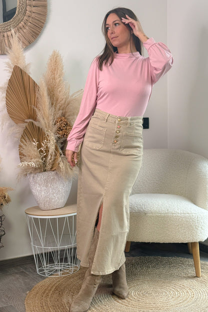 Sous Pull Hazel Col Montant Rose
