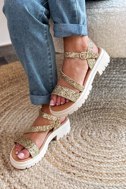 Sandales Nelissa Paillettes Doré