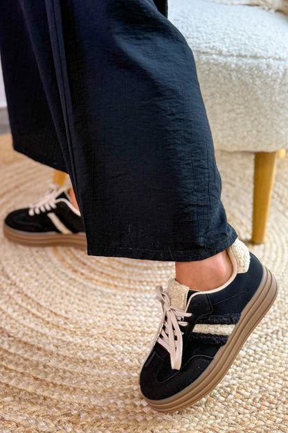 Basket Addax Noir Avec Teddy Beige