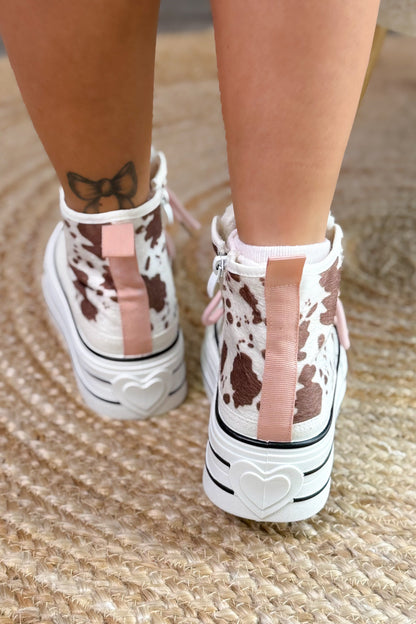 Style Converse Compensée Vache Poil Blanc