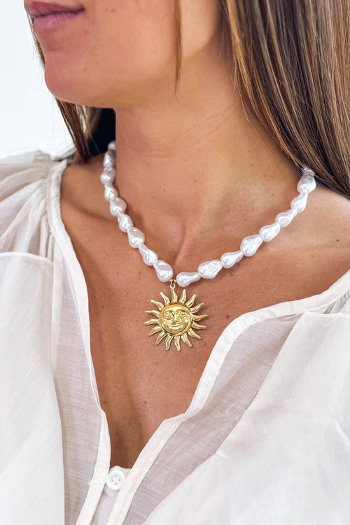 Collier Soleil Nacre Doré