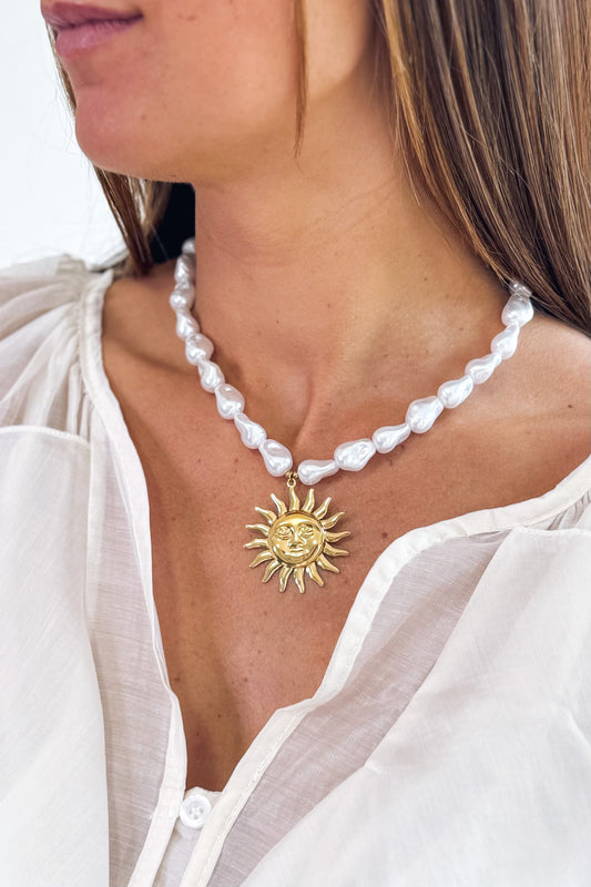 Collier Soleil Nacre Doré