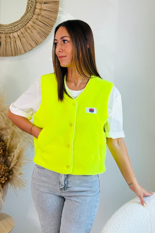 Gilet Teddy Giselyne Jaune Fluo