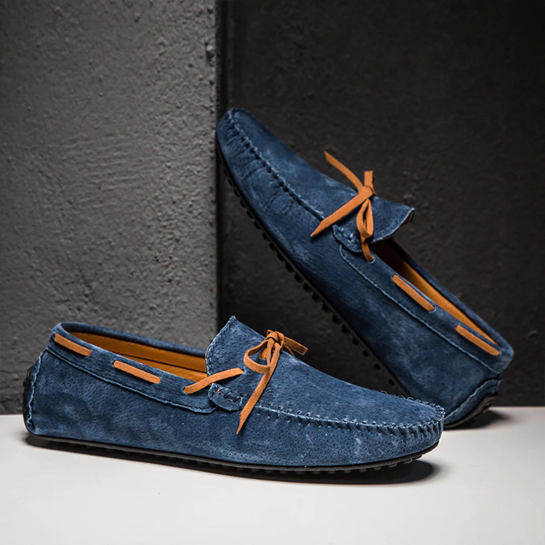Mocassins En Daim Élégants Pour Hommes Avec Lacet En Cuir