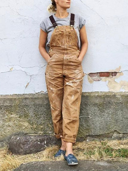 Combinaison En Toile Élégante Avec Poches