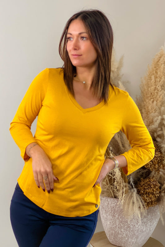 T-Shirt Manche 3/4 Vincianne Moutarde