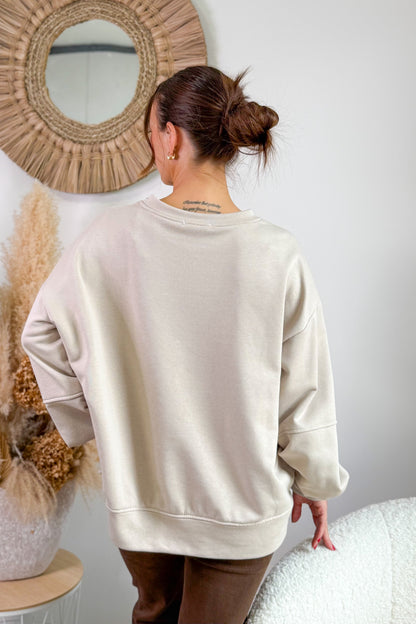 Sweat "Look Back" Beige/Jaune