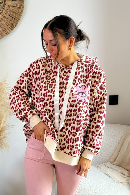 Sweat A Capuche " Oeil" Bordeaux