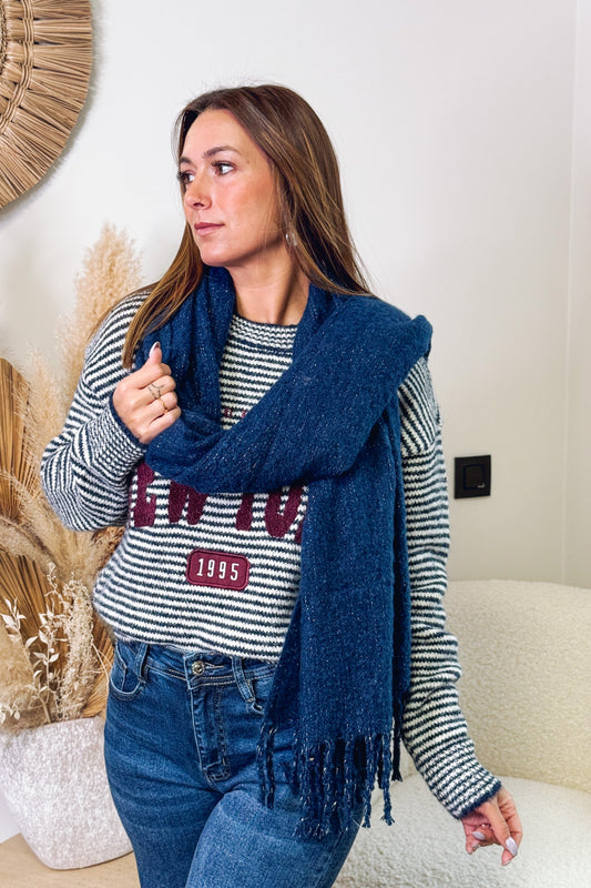 Echarpe Dafina Bleu Marine Lurex Only