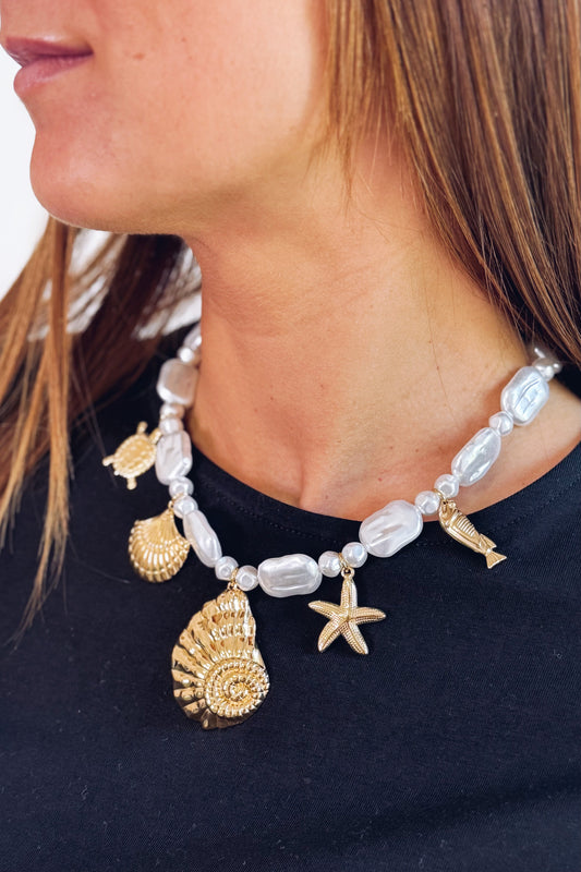 Collier Perle Nacre Breloque Coquillage