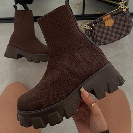 Bottines Longueur Cheville Deux Tons Pour Femme