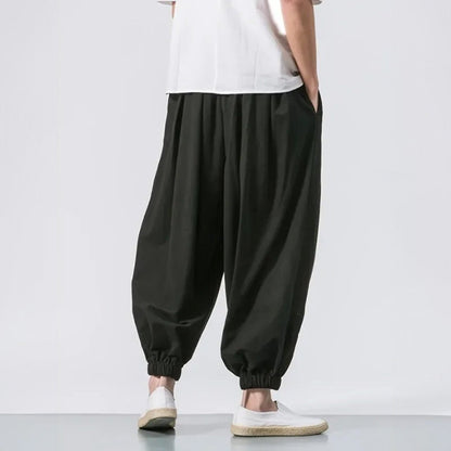 Pantalon surdimensionné en coton et lin Kaito