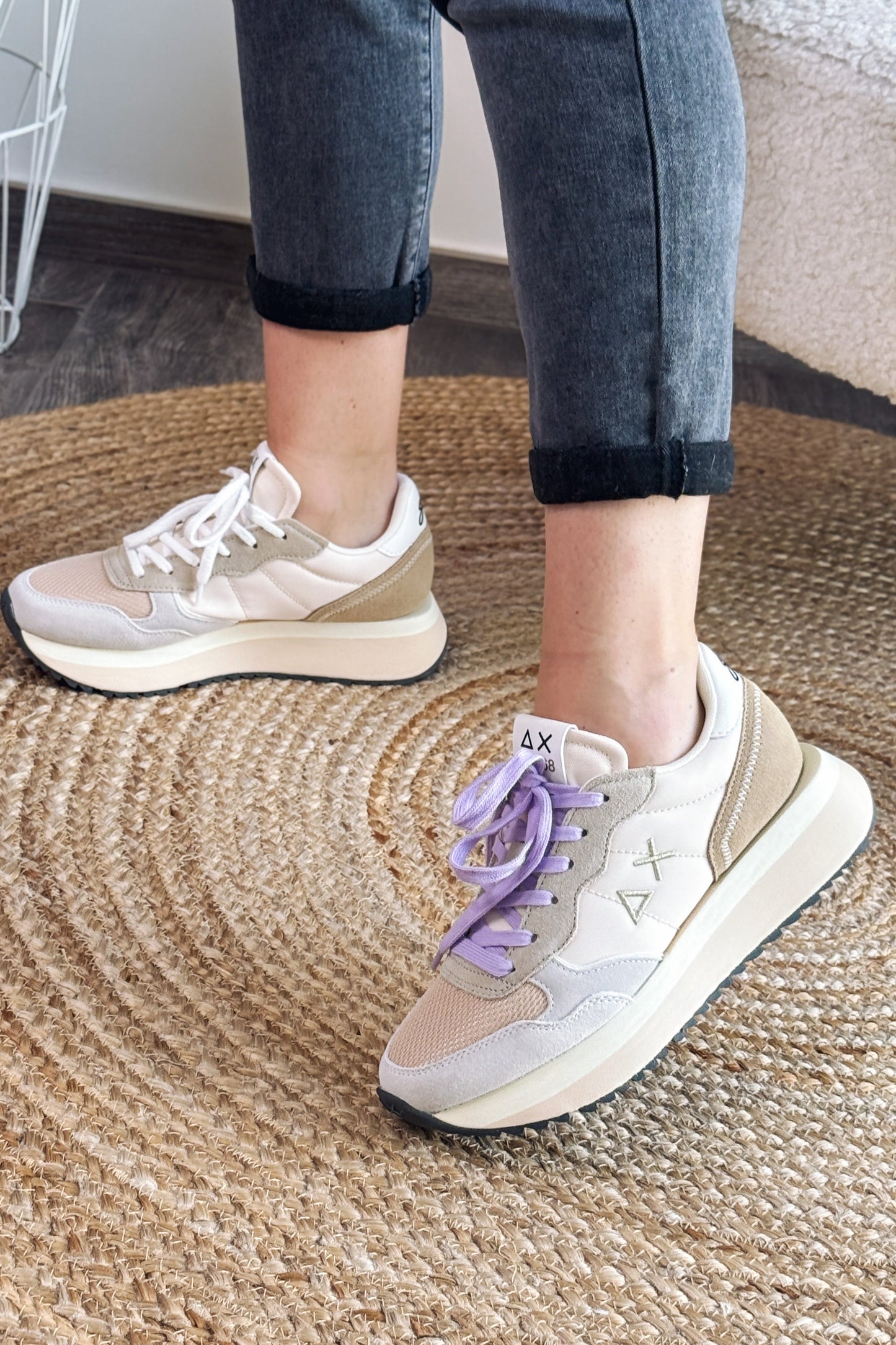 Baskets Compensée Sun68 Blanc / Beige