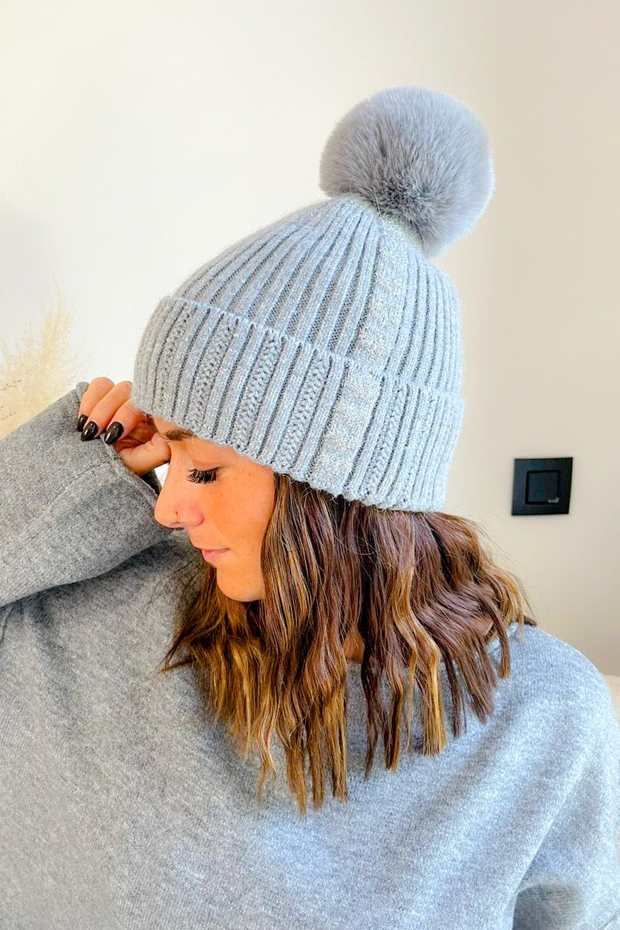 Bonnet à pompon Torka Gris
