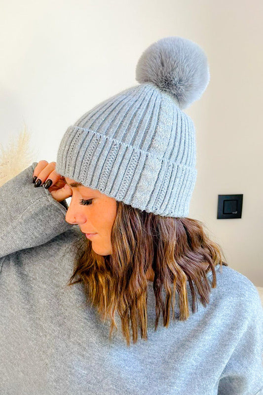 Bonnet à pompon Torka Gris
