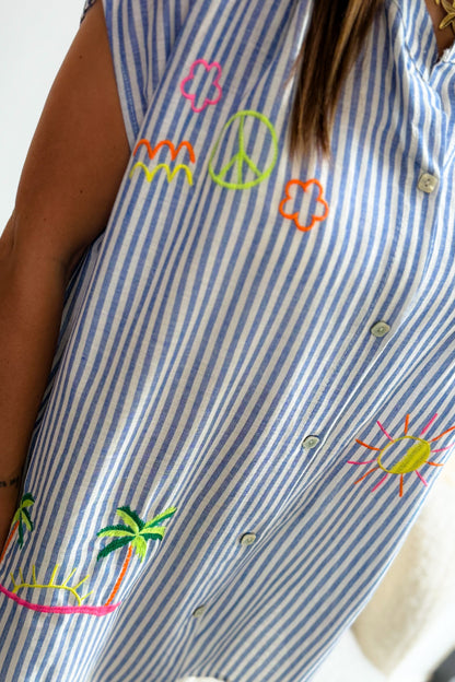 Chemise Elissia Bleu Sans Manches