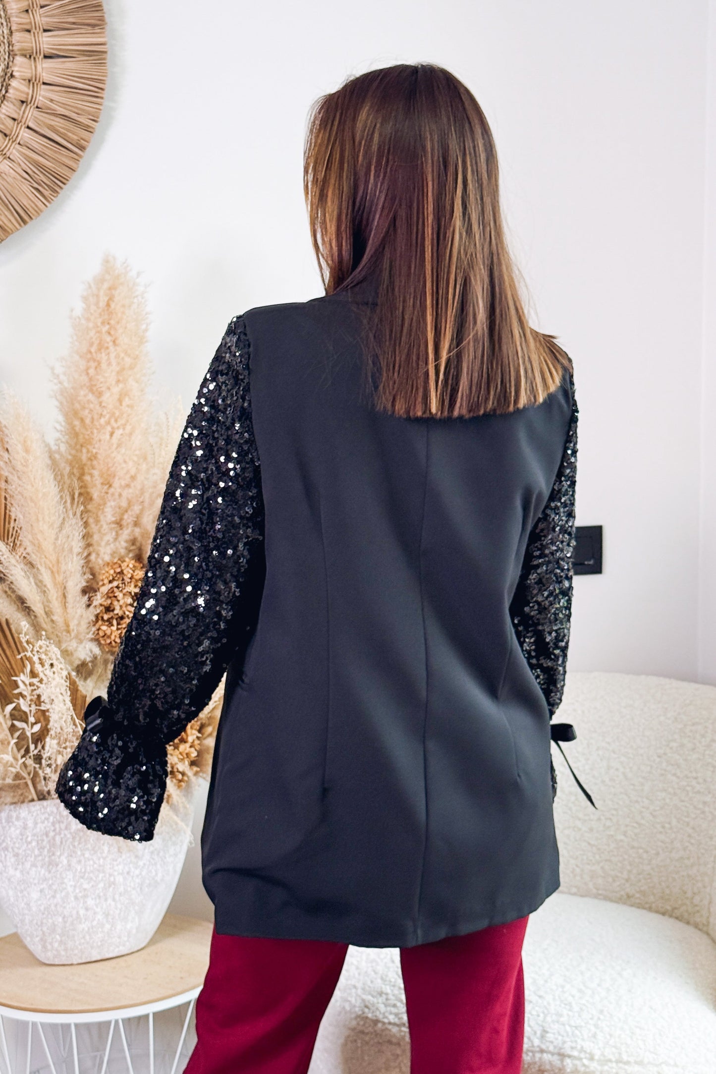 Blazer Prya Noir Manches Sequins