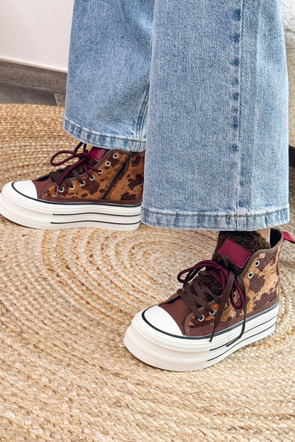 Style Converse Compensée Vache Poil Choco
