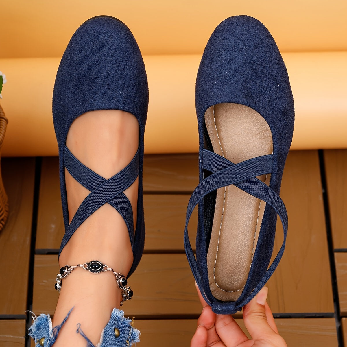 Chaussures à Talon Compensé Fermées en Daim Luxueux pour Femme