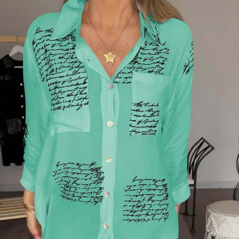 Chemise à manches longues avec col à revers et imprimé tendance pour femmes