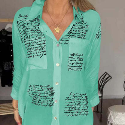 Chemise à manches longues avec col à revers et imprimé tendance pour femmes