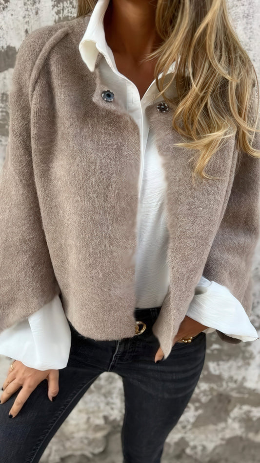 SYLVIA™ | Manteau de laine à col rond et manches longues