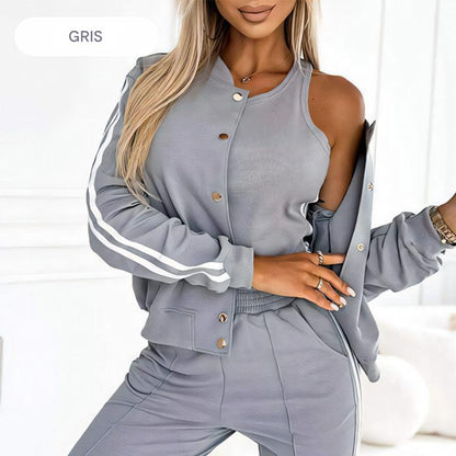 Ensemble trois pièces veste et pantalon pour femme