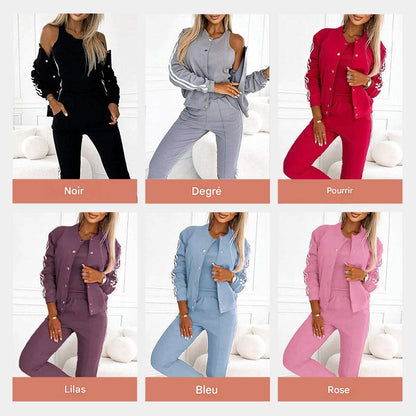 Ensemble trois pièces veste et pantalon pour femme