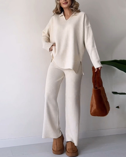Ensemble Deux Pièces Chic Confortable en Tissu Tricoté au Design Polyvalent et Stylé