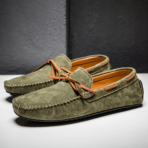 Mocassins En Daim Élégants Pour Hommes Avec Lacet En Cuir