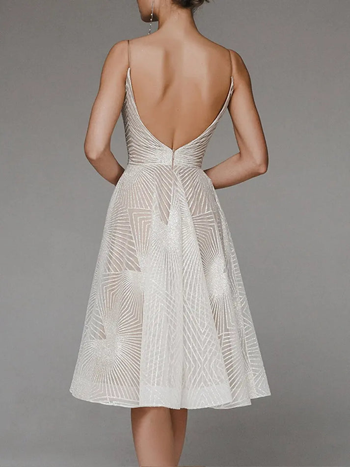 Robe Sans Manches Dos Nu À Encolure V Éblouissante Femme