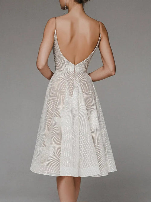 Robe Sans Manches Dos Nu À Encolure V Éblouissante Femme