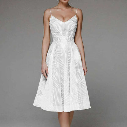 Robe Sans Manches Dos Nu À Encolure V Éblouissante Femme