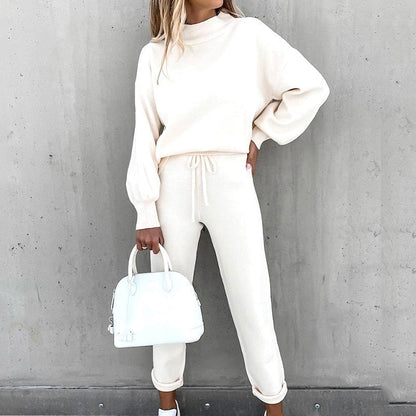 Ensemble Pull Doux À Col Rond Et Jogging Pour Femmes