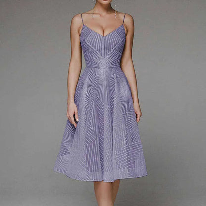 Robe Sans Manches Dos Nu À Encolure V Éblouissante Femme