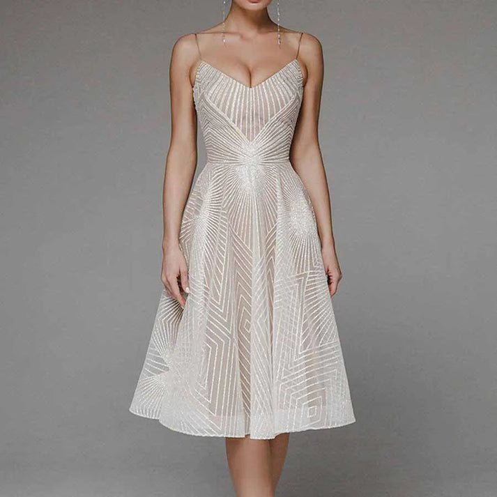 Robe Sans Manches Dos Nu À Encolure V Éblouissante Femme